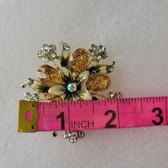 Golden Citrine Flower Spray Brooch Pin - Picture 8 of 9